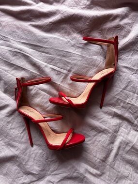 Giuseppe Zanotti Harmony Patent Leather Heels Orange Red Sandals EU 36.5